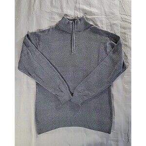 Oscar De La Renta Sweater Mens L 1/4 Zip Pullover Gray Preppy Casual Soft Knit